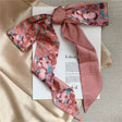 Rose muse silk-feel artistic skinny scarf hair ribbon JeevaFashions