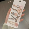 Rose Quartz Dreams 5-piece marble crystal hair clip collection JeevaFashions