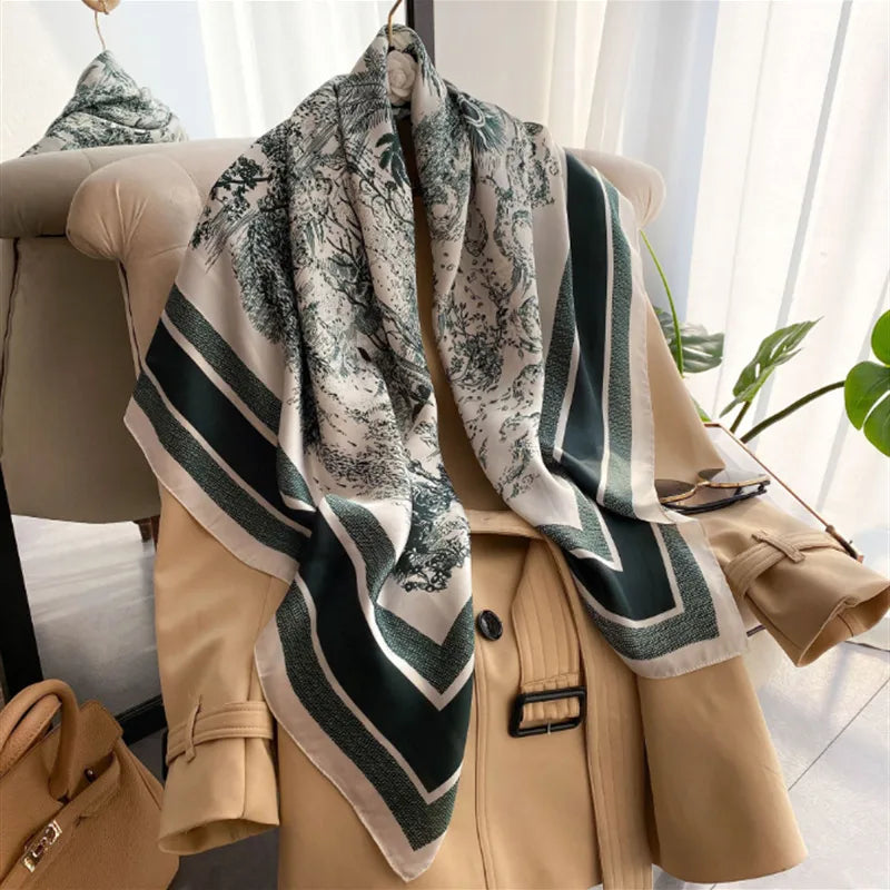 Satin scarf draped as shawl styling JeevaFashions