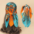 Satin scarf orange and blue colourway JeevaFashions