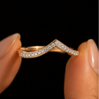 Serene Peak V-shaped pave band ring for women JeevaFashions