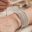 Crystal tennis bangle stretch bracelet worn on wrist for women at JeevaFashions