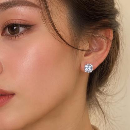Silver CZ cluster earrings styled for festive occasion JeevaFashions