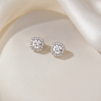Silver CZ cluster stud earrings cushion cut for women JeevaFashions