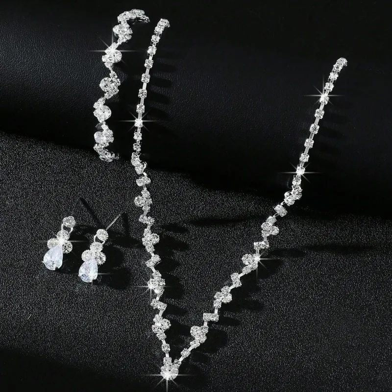 Silver plated claw chain bracelet with crystal rhinestones – festive party wear jewellery for women