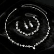 Silver plated water droplet necklace with crystal rhinestones – festive and wedding party wear for women
