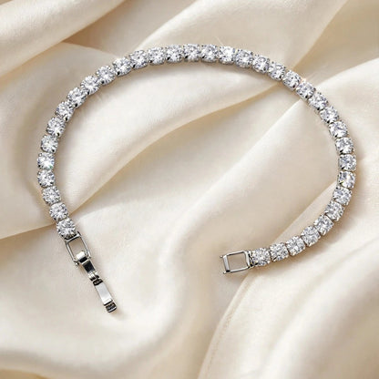 silver tone slim CZ tennis bracelet for women JeevaFashions