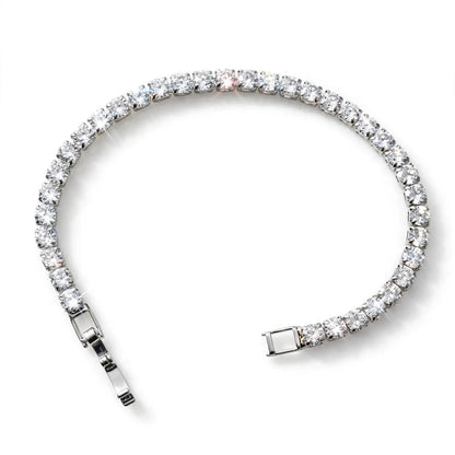 silver tone slim CZ tennis bracelet daily wear for women JeevaFashions