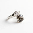 Two-tone crystal ring with clear and smoky brown stones for women at JeevaFashions