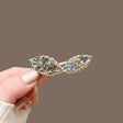 Smokey quartz crystal leaf filigree hair barrette JeevaFashions