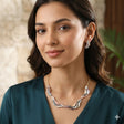 Spring colour line petal necklace earring set gold tone JeevaFashions
