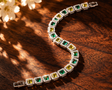 Stainless steel tennis bracelet with alternating green and yellow cubic zirconia stones for women – party and festive wear