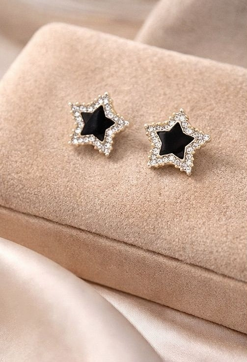 Korean minimal star stud earrings styled for Indian women – 925 silver crystal earrings for office, college, and festive occasions