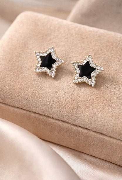 Korean minimal star stud earrings styled for Indian women – 925 silver crystal earrings for office, college, and festive occasions