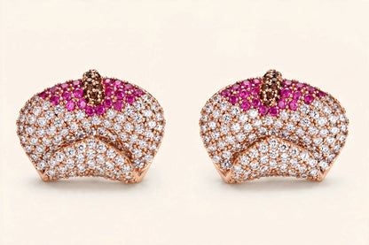 Pave stud earrings gold close up sparkle detail for women JeevaFashions