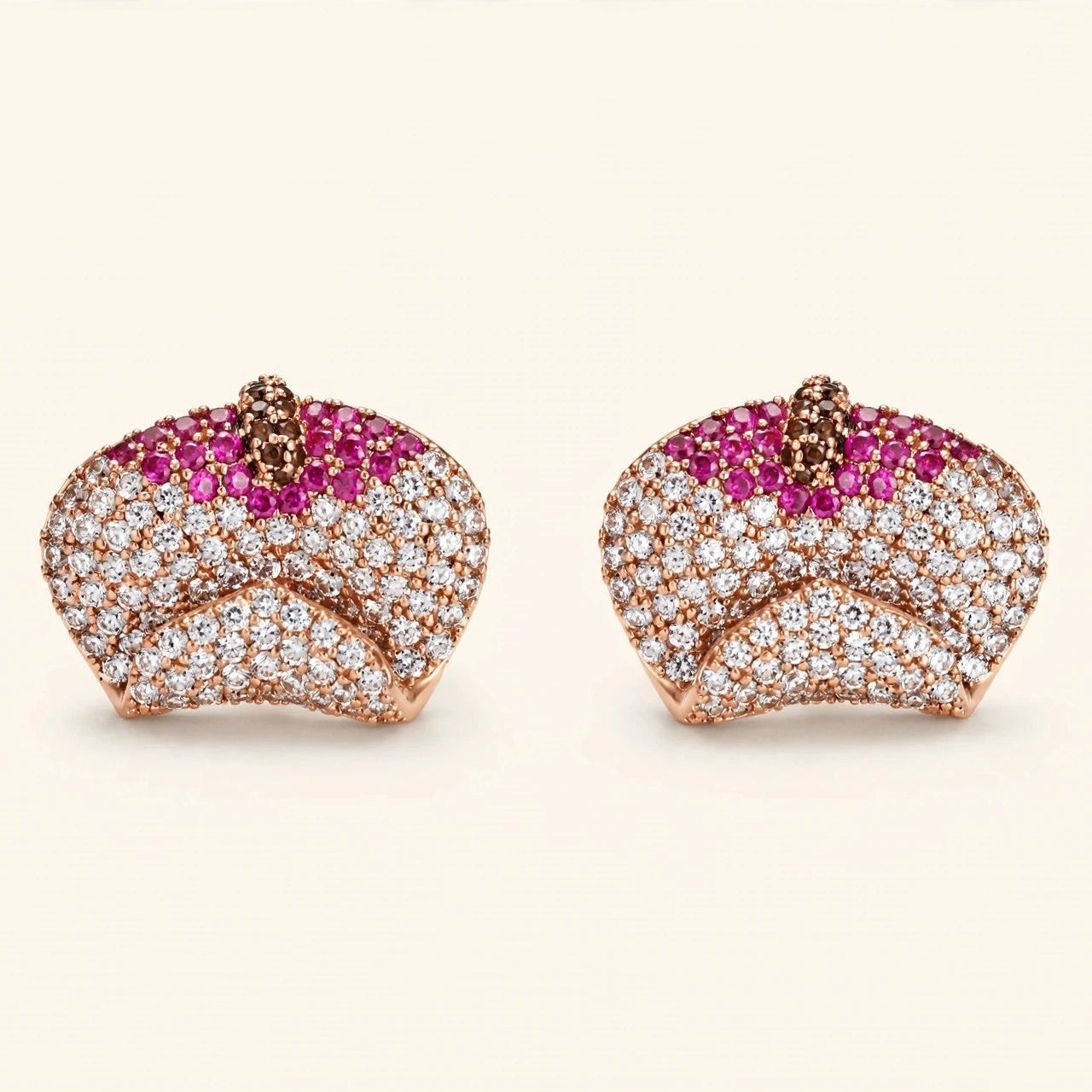 Pave stud earrings gold party wear front view for women JeevaFashions