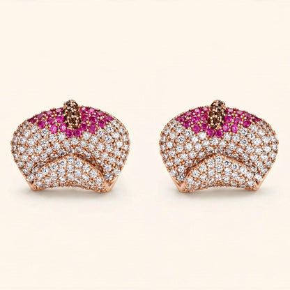 Pave stud earrings gold party wear front view for women JeevaFashions