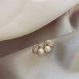 stud earring pearl leaf
