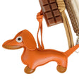 Handcrafted tan leather dachshund wiener dog bag charm keychain JeevaFashions