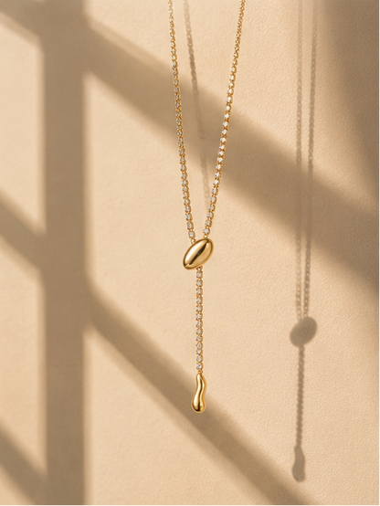 Gold plated tennis lariat necklace for daily wear and Indian festive occasions – JeevaFashions