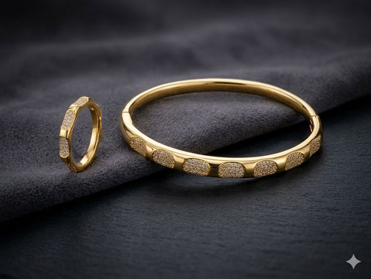 The Radiant Duo gold-toned bangle and ring set JeevaFashions