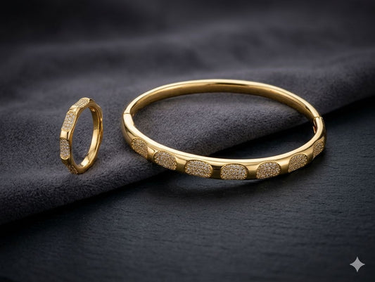 The Radiant Duo gold-toned bangle and ring set JeevaFashions