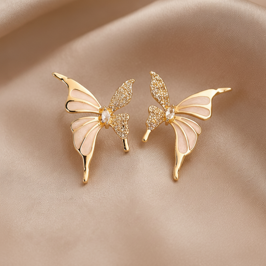 Two-tone butterfly earrings for weddings and sangeet JeevaFashions