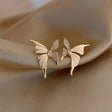 Two-tone butterfly stud earrings gold tone CZ for women JeevaFashions