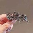 Vintage noir triple leaf crystal hair side clip JeevaFashions