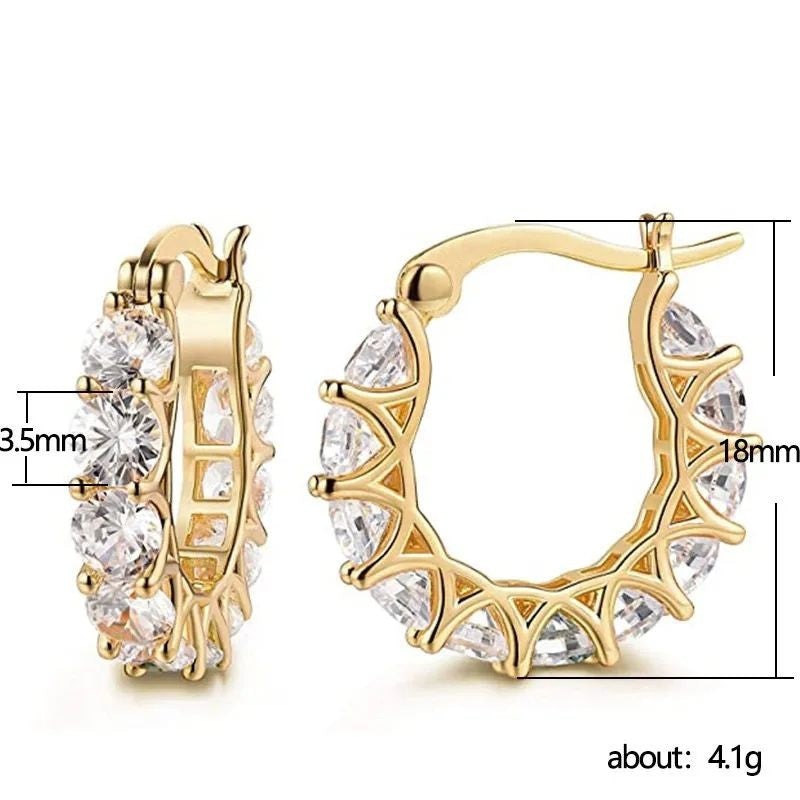 Sparkling CZ diamond-look gold hoop earrings waterproof huggie hoops for Indian women daily wear