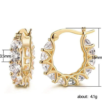 Sparkling CZ diamond-look gold hoop earrings waterproof huggie hoops for Indian women daily wear