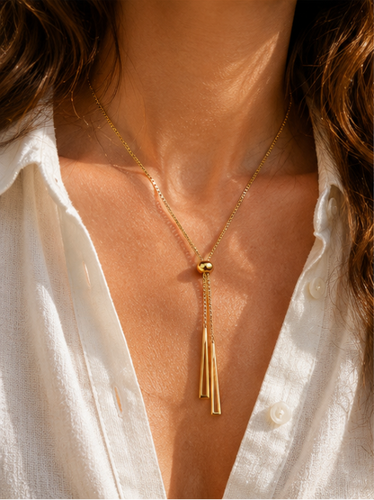 Waterproof gold plated lariat necklace party wear JeevaFashions