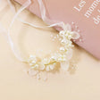 White flower headband and wrist corsage for women JeevaFashions