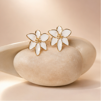 White lily petal earrings for weddings and sangeet JeevaFashions