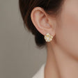 White rose CZ pearl stud earrings gold tone for women JeevaFashions