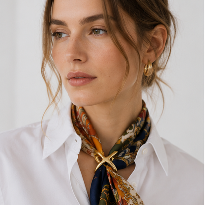 X cross scarf ring neck scarf styling gold silver rose gold for women JeevaFashions