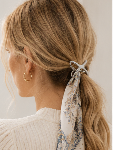 X cross scarf ring ponytail hair tie styling for women JeevaFashions