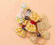 yellow gingham floral pony hair bow set of 6 handmade for women JeevaFashions
