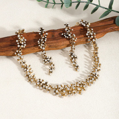 Zircon branch jewellery set alloy material detail JeevaFashions