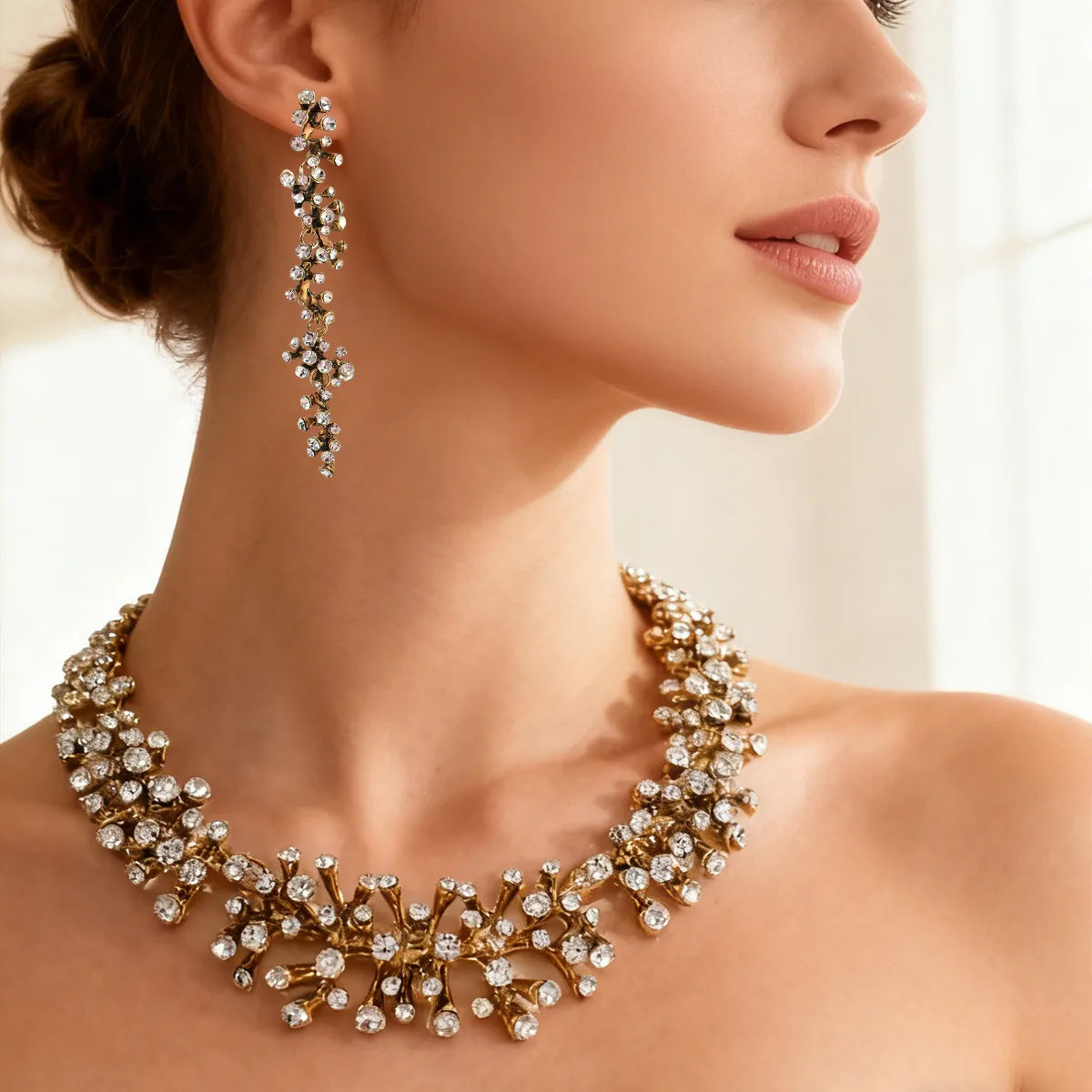 Gold plated zircon branch jewellery set classification view JeevaFashions