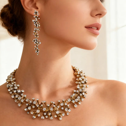 Gold plated zircon branch jewellery set classification view JeevaFashions