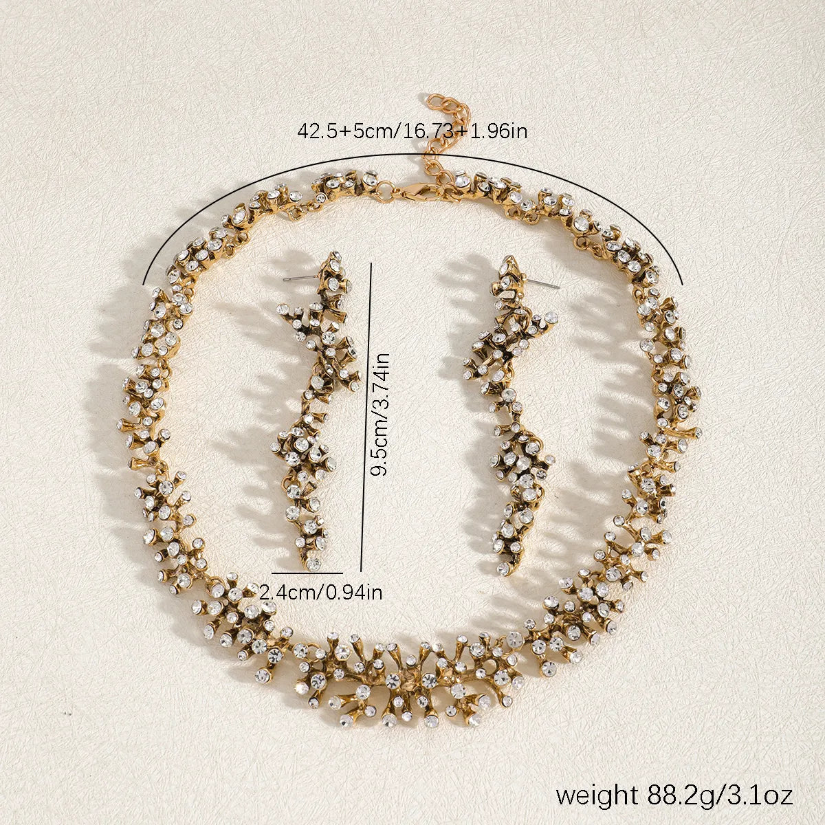 Zircon branch jewellery set weight detail 29g JeevaFashions